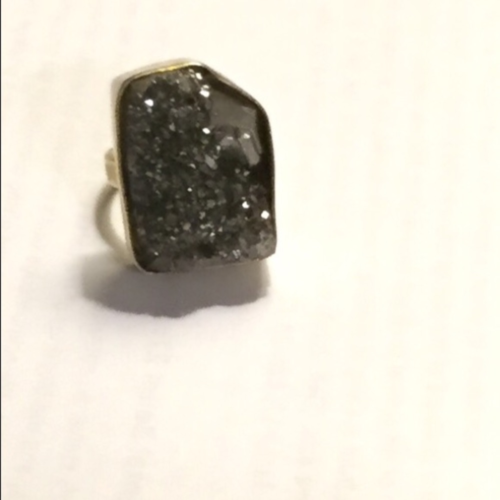 Black Brazilian Raw Druzy Ring